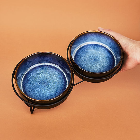 Keramische hondenvoerbakken | Blauw & Zwart