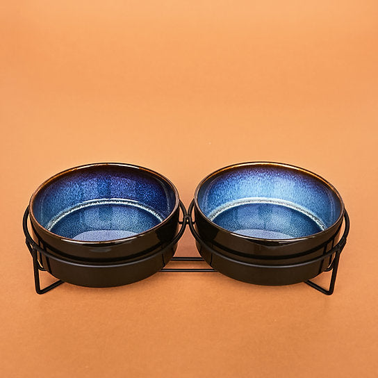 Keramische hondenvoerbakken | Blauw & Zwart