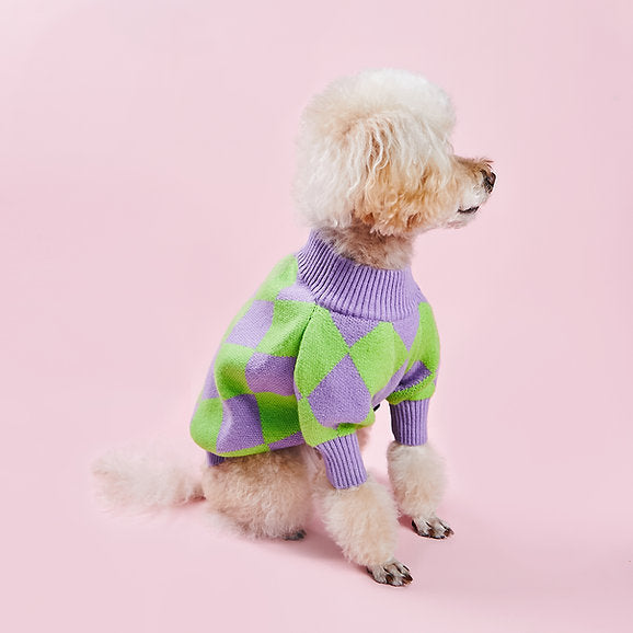 Warmer Hundepullover | Lila & Grün