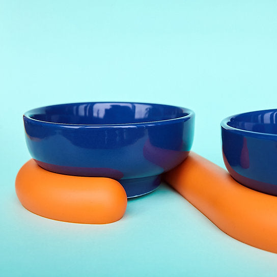 Post-Modern European Design Ceramic Bowls | Blue & Orange