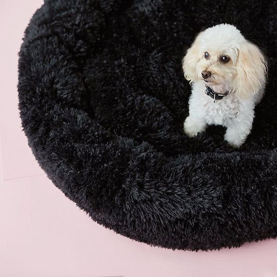 Pluche Donut Hondenbed | Zwart | 100 cm