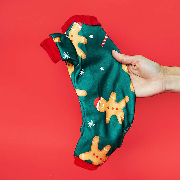 Kerst Kerstman Honden Pyjama | Donkergroen