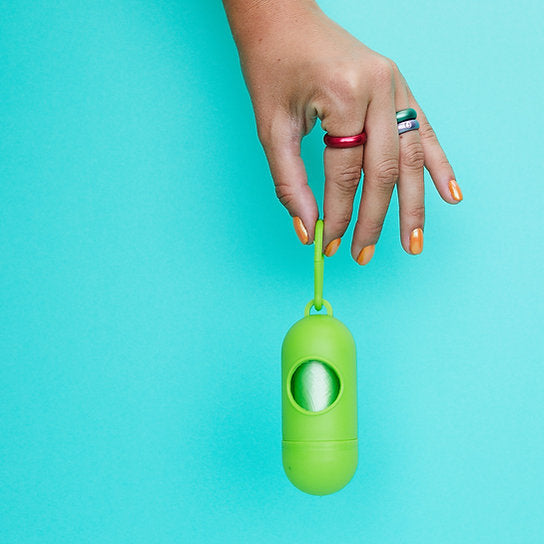 Pill-Shaped Dog Poop Bag Holder | Green