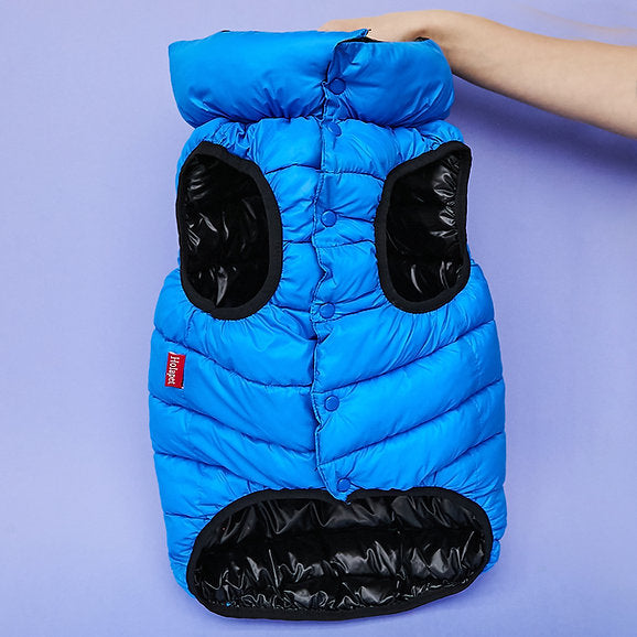 Reversible Puffer Dog Vest | Black & Blue