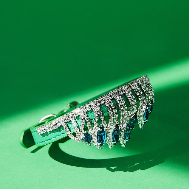 Luxurious Leather Dog Collar | Green