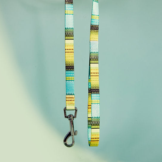 Set met hondenriem en halsband met patroon | Geel