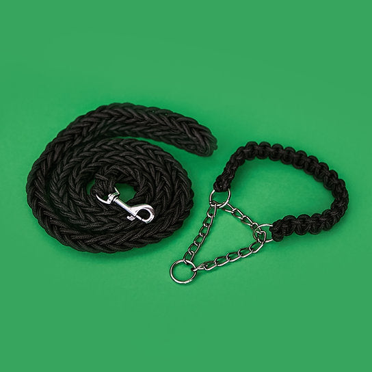 Twisted Leash with Martingale Collar | Black