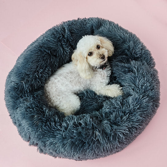 Pluche Donut Hondenbed | Ombre Grijs | 60 cm