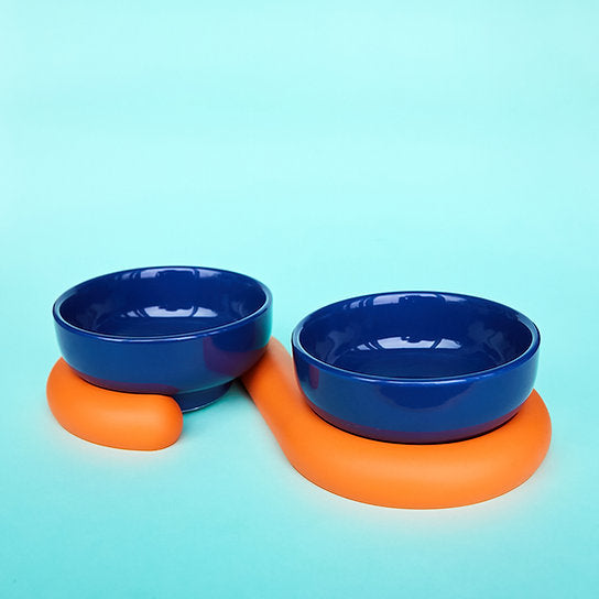 Post-Modern European Design Ceramic Bowls | Blue & Orange