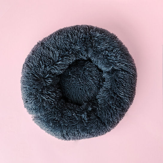 Pluche Donut Hondenbed | Donkergrijs | 50 cm