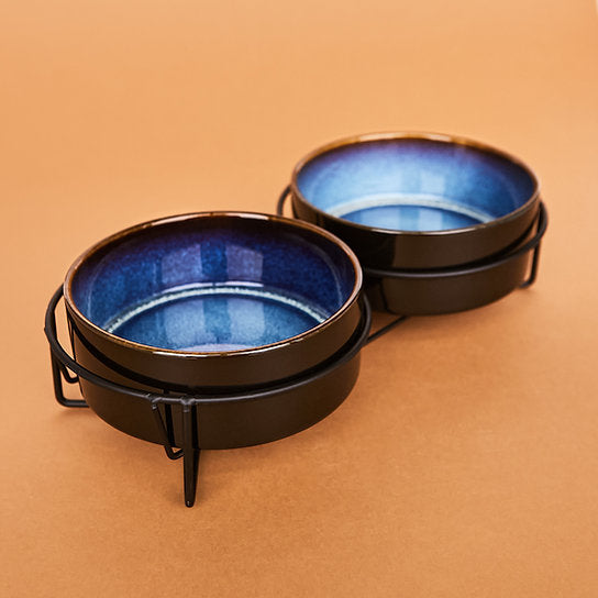 Keramische hondenvoerbakken | Blauw & Zwart