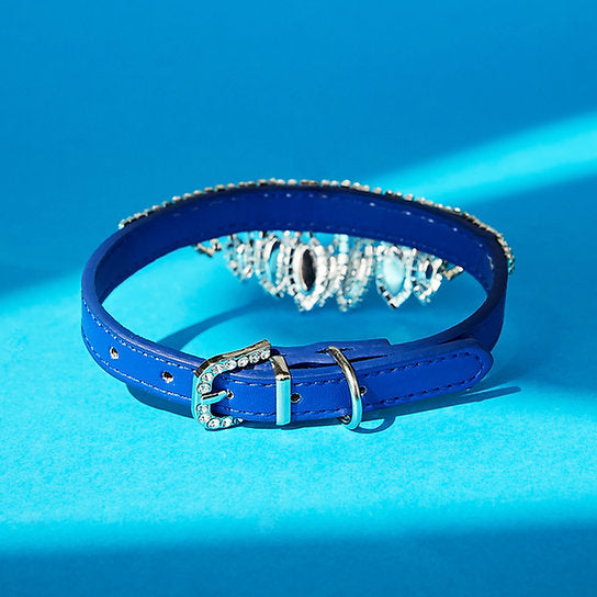Luxe leren hondenhalsband | Blauw