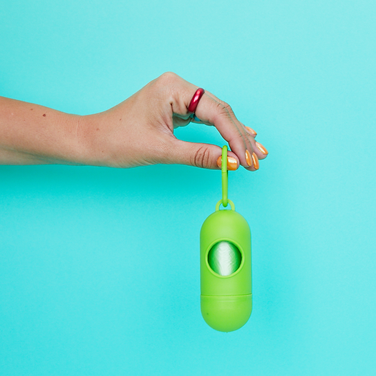 Pill-Shaped Dog Poop Bag Holder | Green