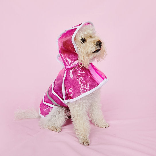 Clear Small Dog Raincoat | Pink