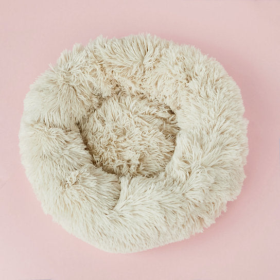 Plush Donut Dog Bed | Cream | 50 cm