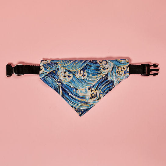 Gestreepte linnen hondenbandana | Blauw