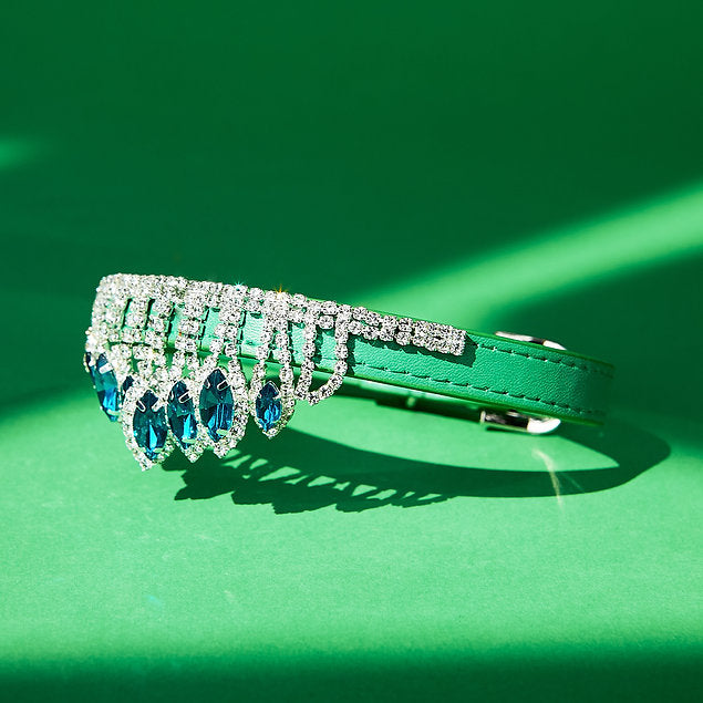 Luxurious Leather Dog Collar | Green