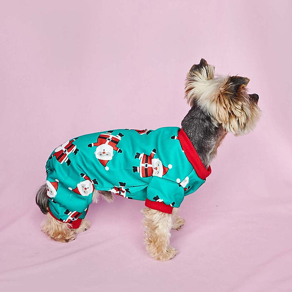 Kerst Kerstman Honden Pyjama | Groen