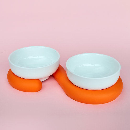 Post-Modern European Design Ceramic Bowls | White & Orange