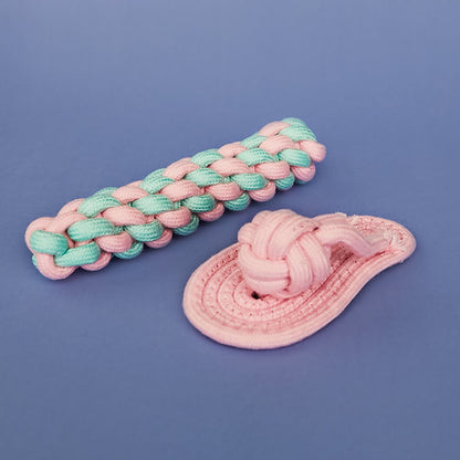 Cotton Rope Dog Toys Set | Pink