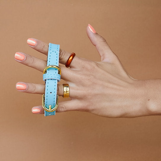 Hundehalsband aus Leder | Cyanblau