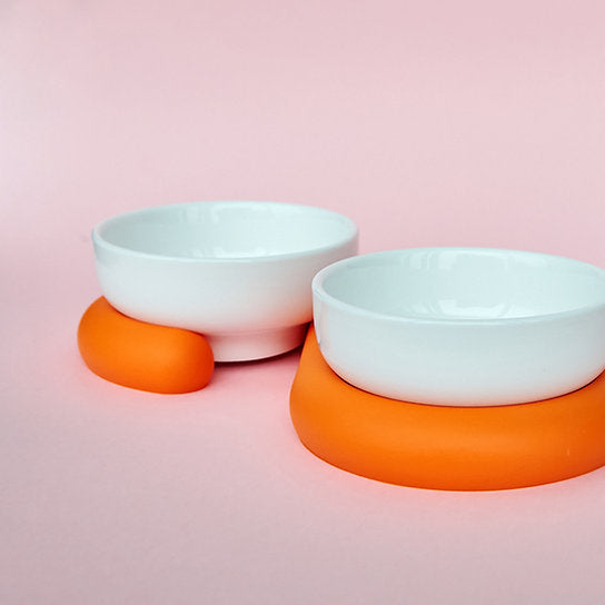Post-Modern European Design Ceramic Bowls | White & Orange