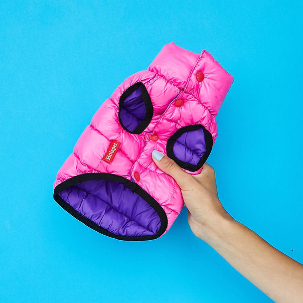 Omkeerbaar Puffer Dog Vest | Roze & Paars