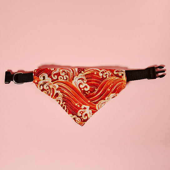 Patterned Linen Dog Bandana | Red
