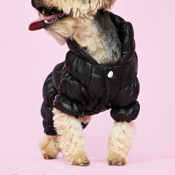 Warm Puffer Dog Jumpsuit | Black
