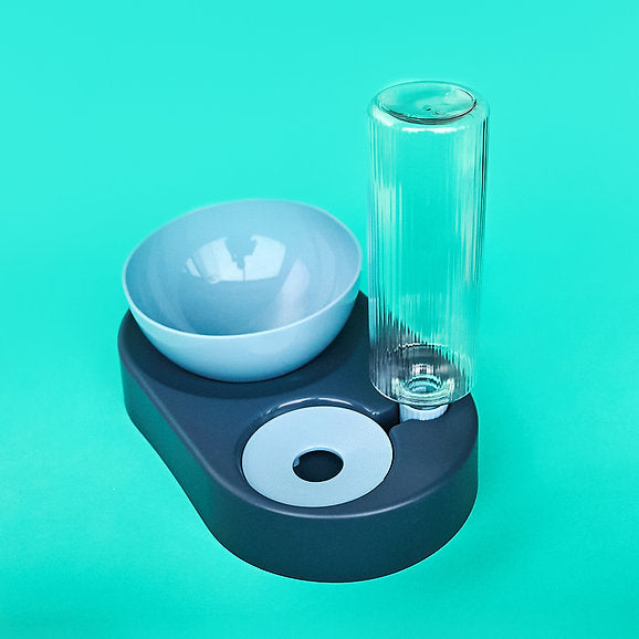 Hondenvoerbak met fles | Blauw