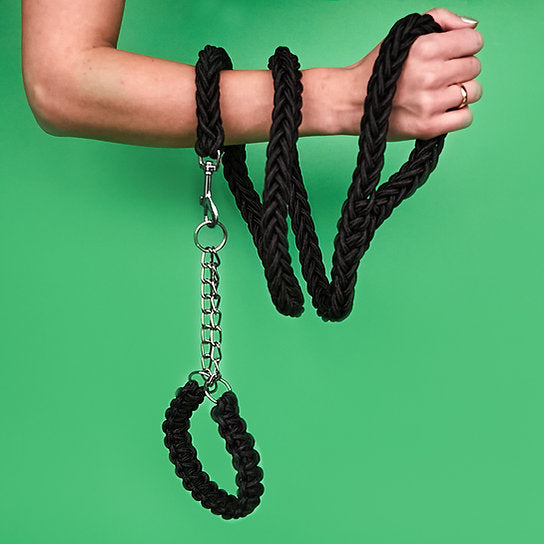 Twisted Leash with Martingale Collar | Black