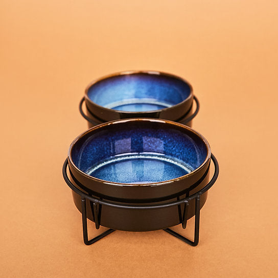 Keramische hondenvoerbakken | Blauw & Zwart