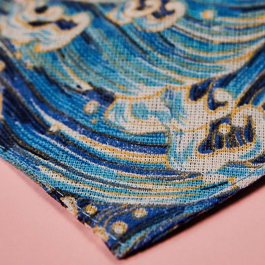 Gestreepte linnen hondenbandana | Blauw