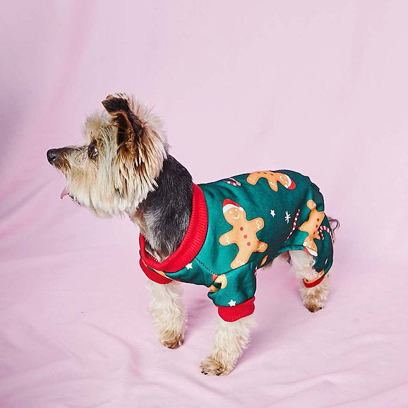 Kerst Kerstman Honden Pyjama | Donkergroen