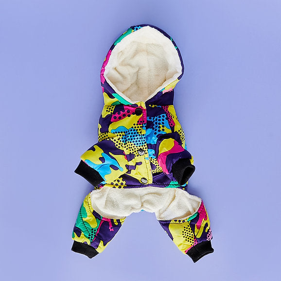 Winterhonden-jumpsuit | Paarse camouflage