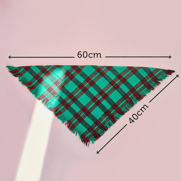 Driehoek katoenen hondenbandana | Groen & Rood