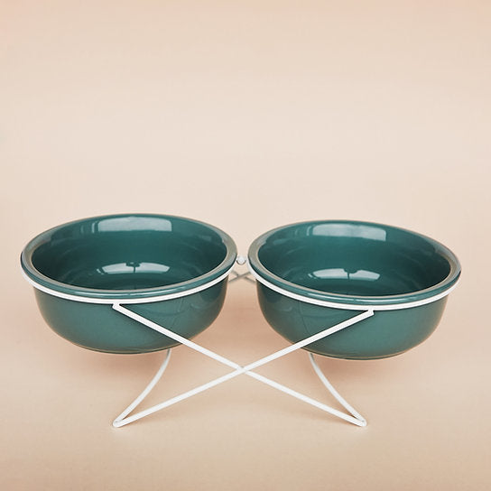 Keramische Hondenvoerbakken | Patina Groen