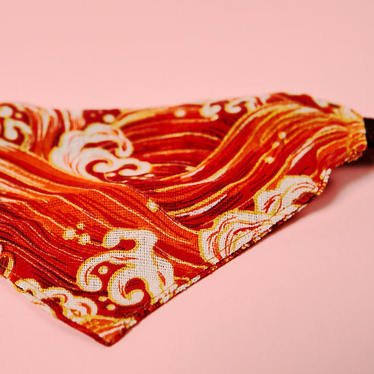Patterned Linen Dog Bandana | Red