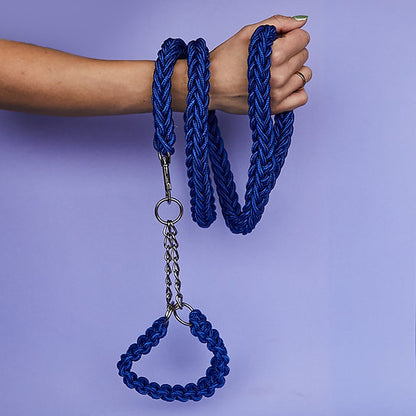 Twisted Leash with Martingale Collar | Blue
