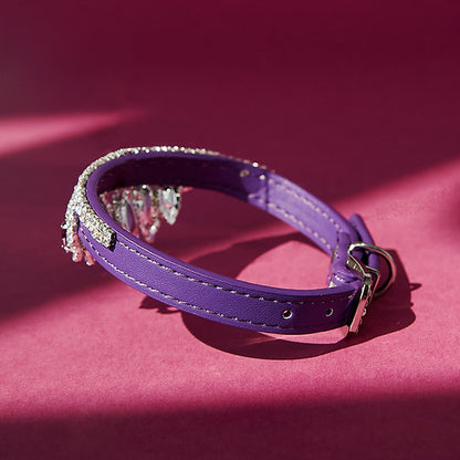 Luxurious Leather Dog Collar | Purple
