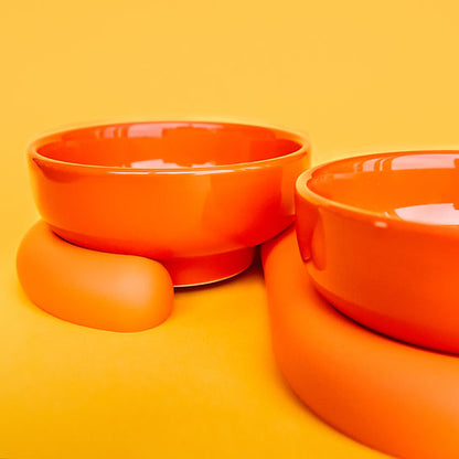Post-modern europietiško dizaino dubenėliai, 300 ml + 300 ml, orandžiniai