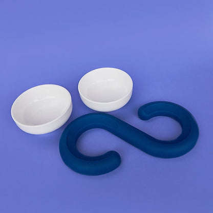 Post-modern europietiško dizaino dubenėliai, 300 ml + 300 ml, balta su mėlyna