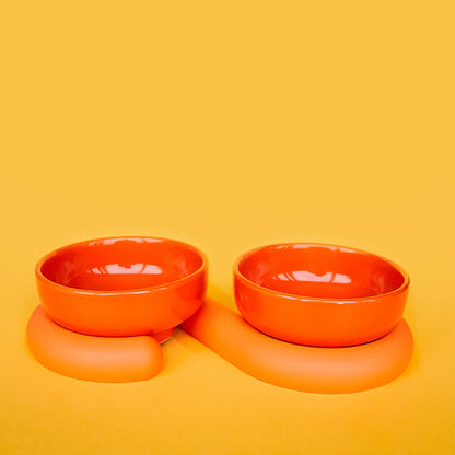 Post-modern europietiško dizaino dubenėliai, 300 ml + 300 ml, orandžiniai