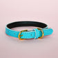 Leather Dog Collar | Cyan Blue