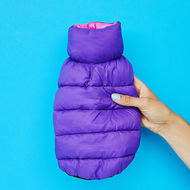 Reversible Puffer Dog Vest | Pink & Purple