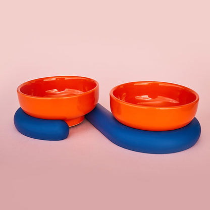 Post-Modern European Design Ceramic Bowls | Orange & Blue