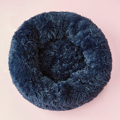Plush Donut Dog Bed | Dark Blue | 60 cm