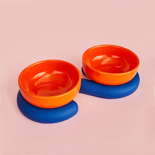 Post-Modern European Design Ceramic Bowls | Orange & Blue