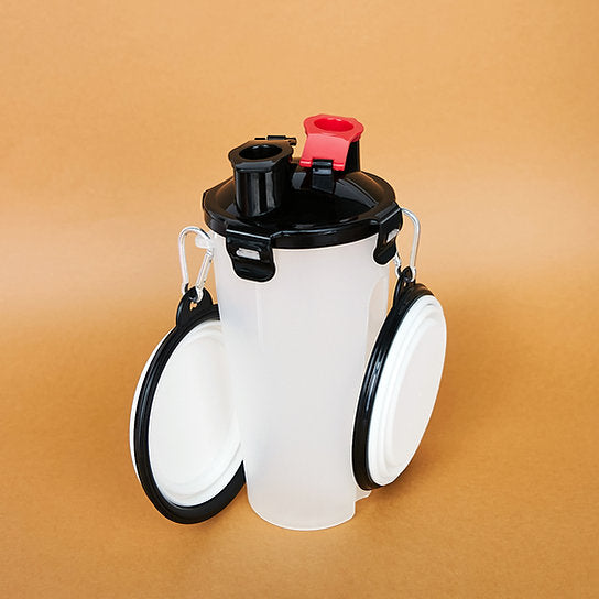 Dual Chamber Dog Bottle Travel Set | White