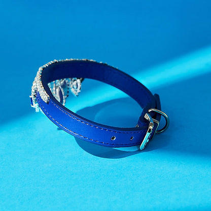 Luxurious Leather Dog Collar | Blue